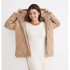 MADEWELL NWT Women's Holland Quilted Tan Puffer Hood Parka Sz XXS